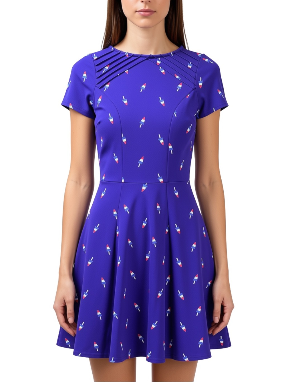 Unique Vintage Fit and Flare Dress Cute Print XS